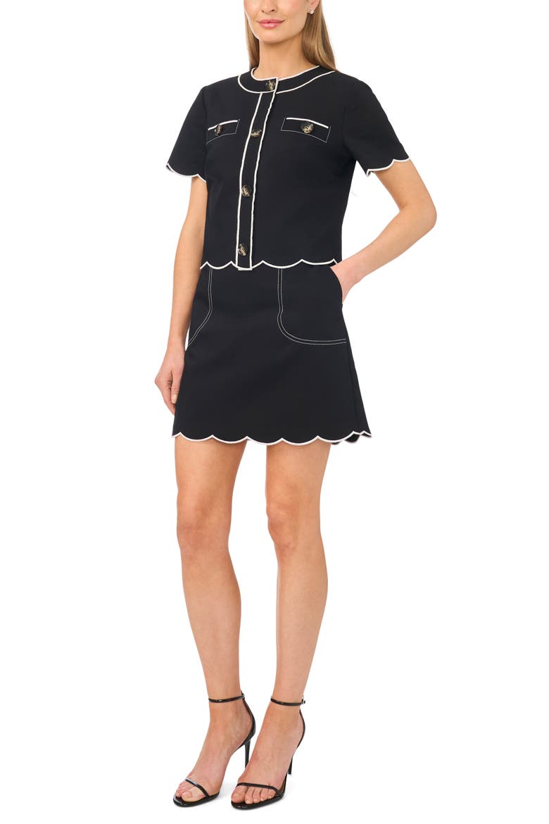 Scallop Hem Miniskirt, Alternate, color, RICH BLACK