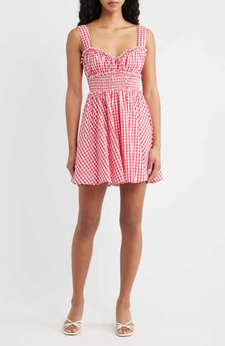 Naima Gingham Smocked Waist Minidress