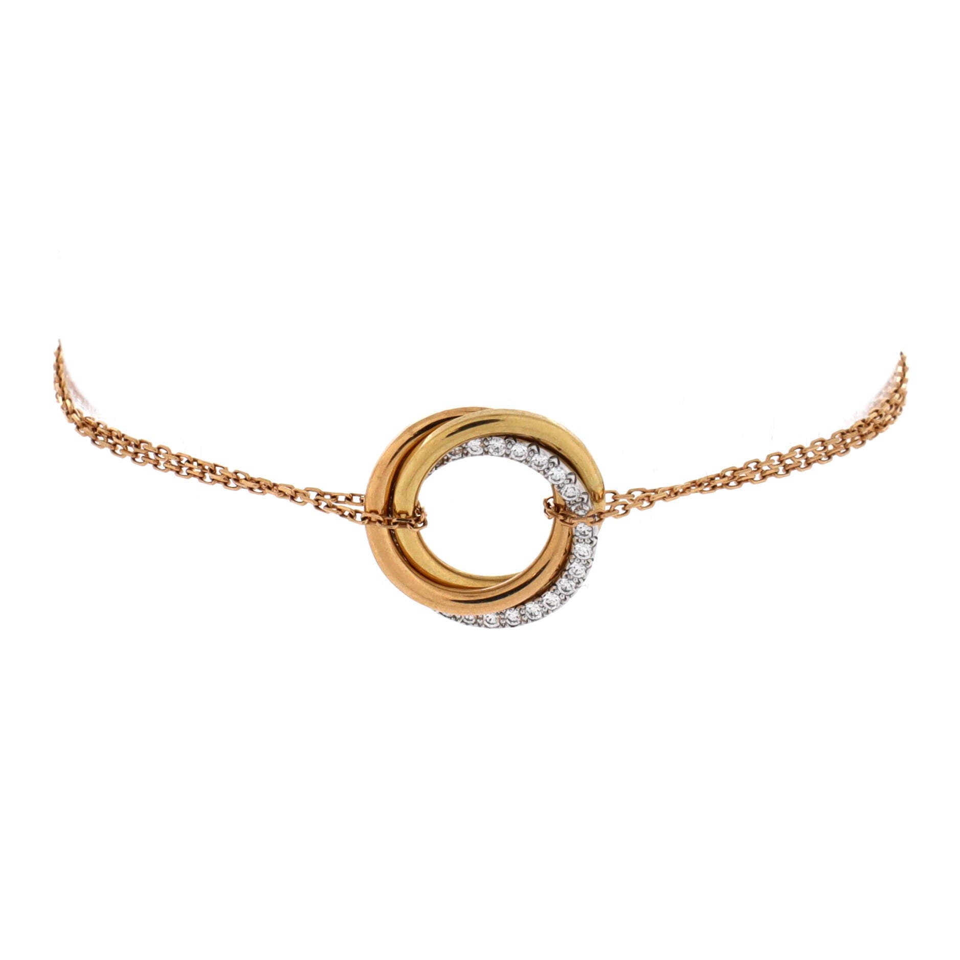 Trinity Chain Bracelet 18K Tricolor Gold and Diamonds, Main, color, Metallic Gold