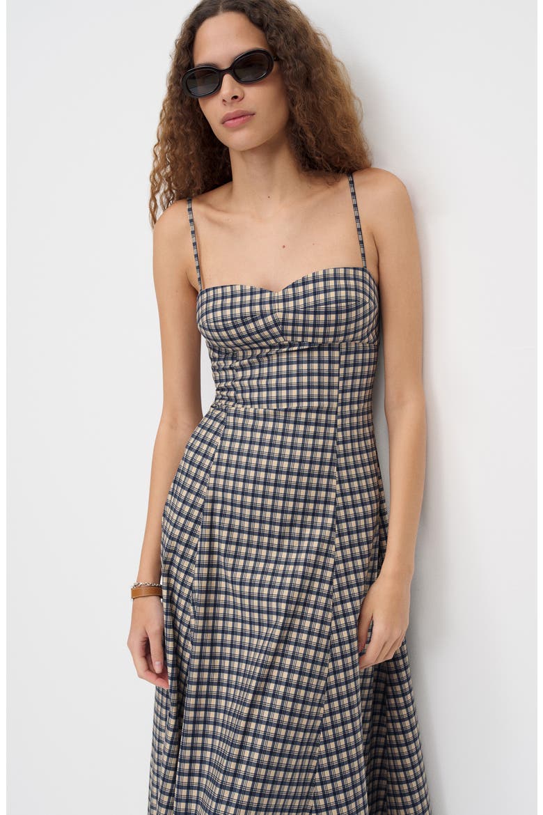 Kailani Plaid Midi Dress, Alternate, color, BEACON CHECK