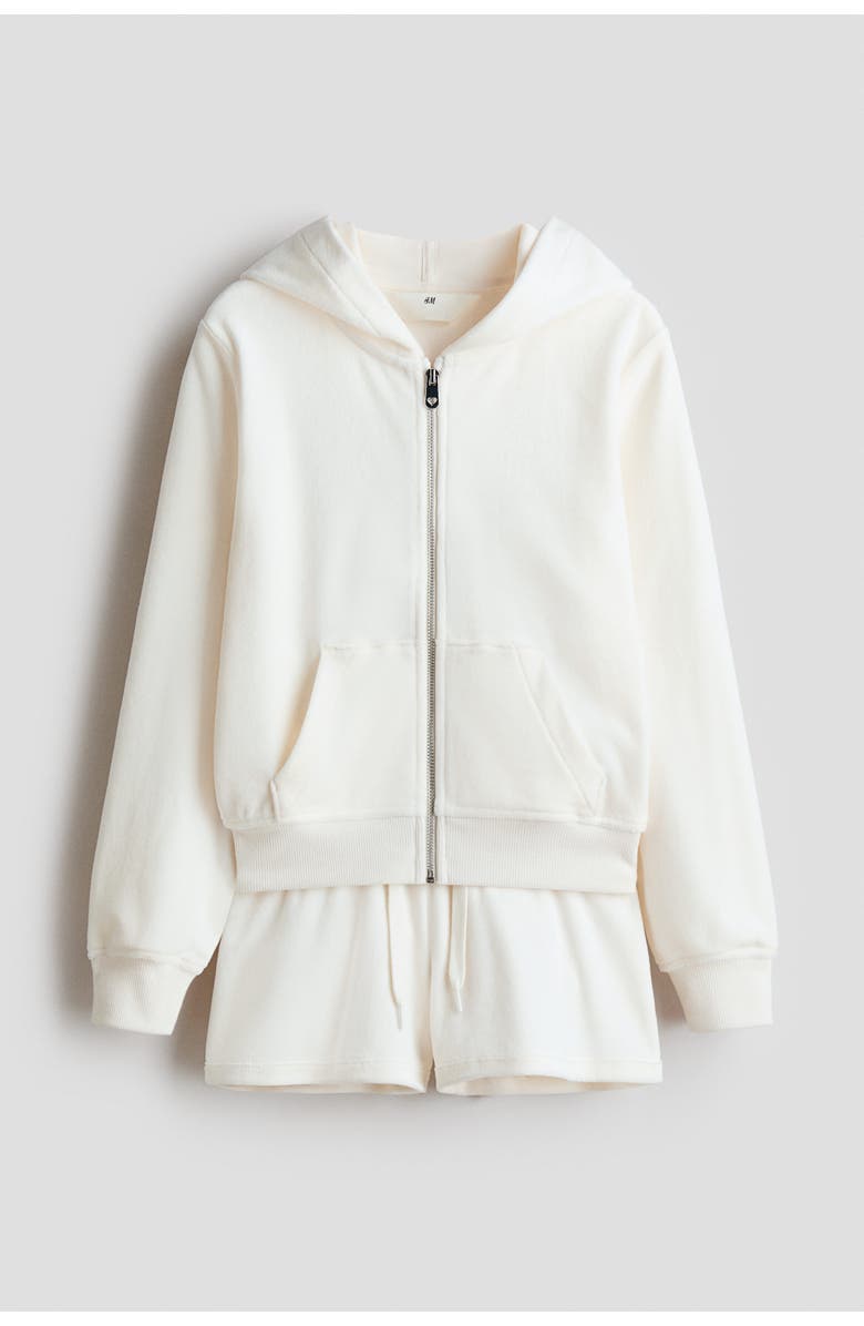 H&M 2-piece Velour Set, Main, color, Cream