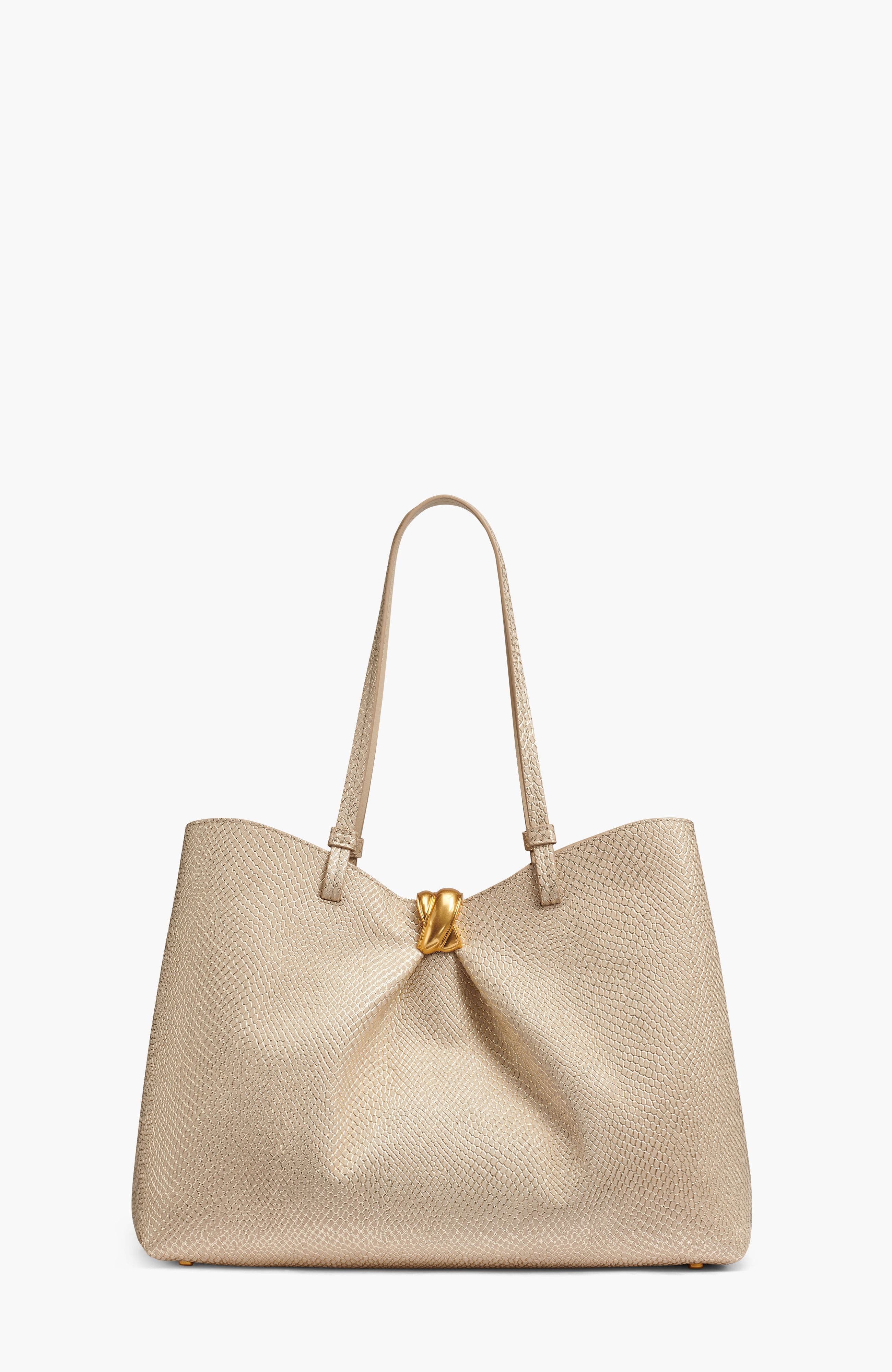 Donna Karan New York Cambric Snake Tote, Alternate, color, Metallic Bone