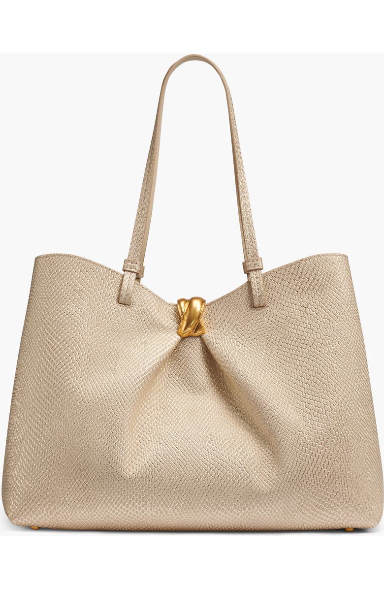 Donna Karan New York Cambric Snake Tote, Alternate, color, Metallic Bone