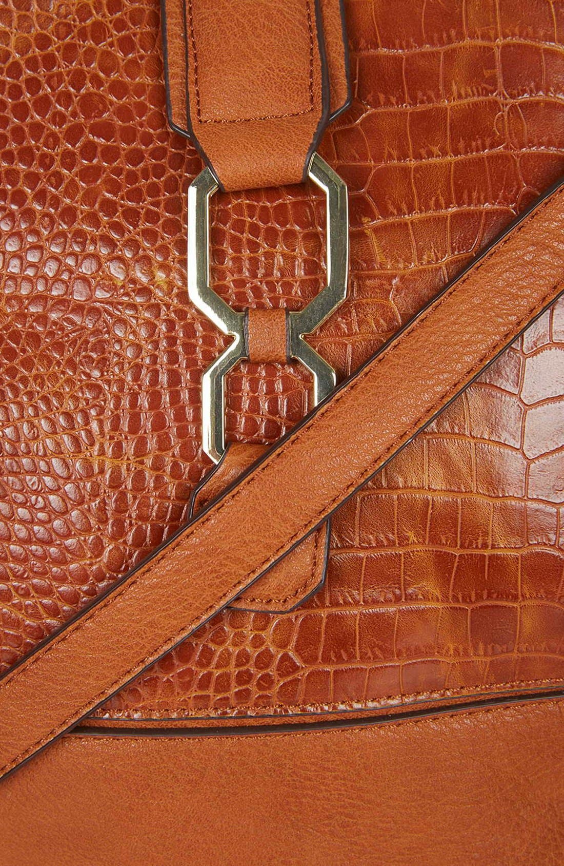 Embossed Faux Leather Bucket Bag, Alternate, color, TAN