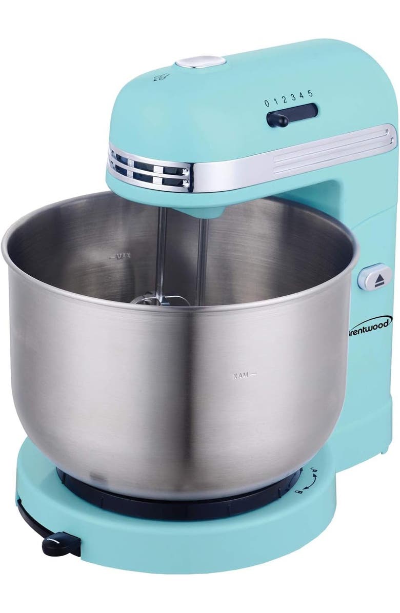 Brentwood 5-Speed Stand Mixer with 3 Quart Stainless Steel Mixing Bow, Alternate, color, Blue