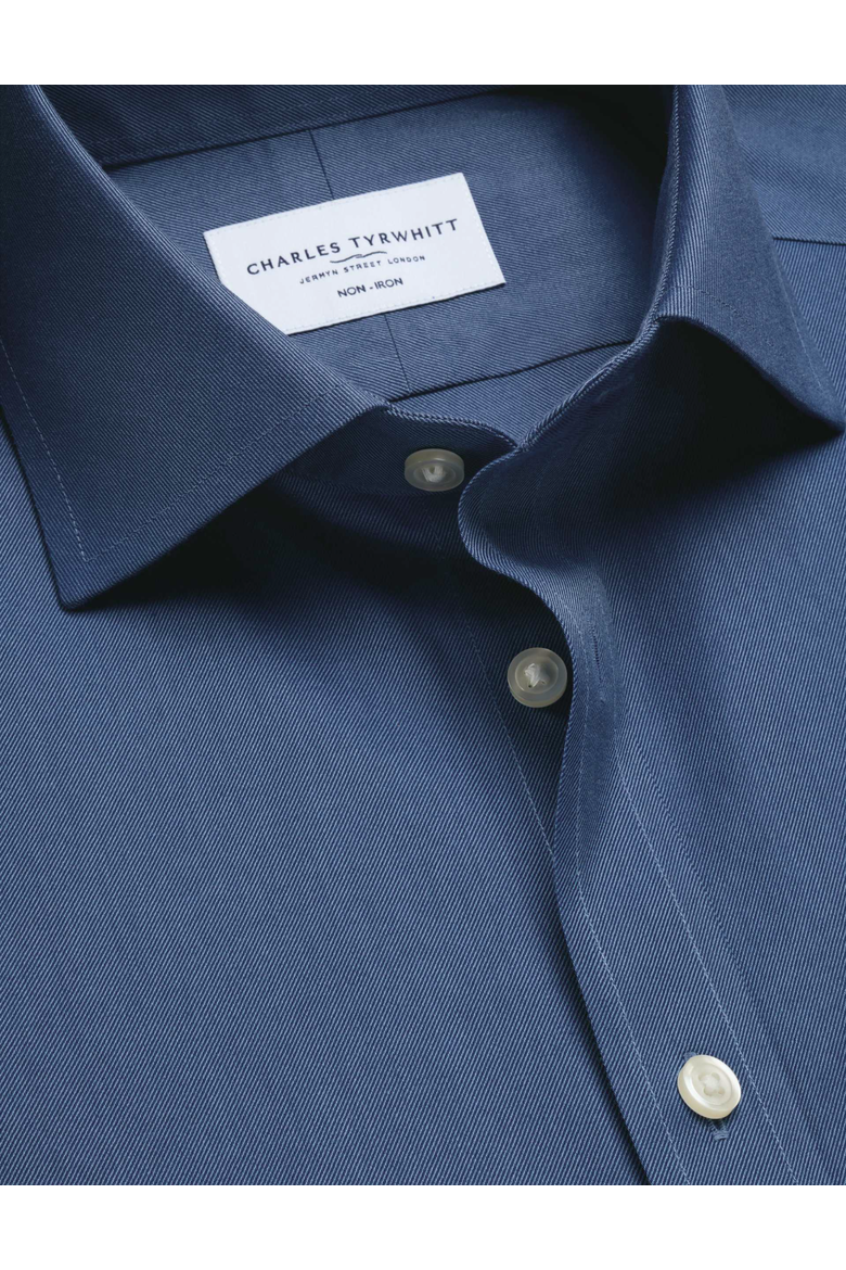 Non-Iron Twill Cutaway Collar Shirt, Alternate, color, Denim Blue