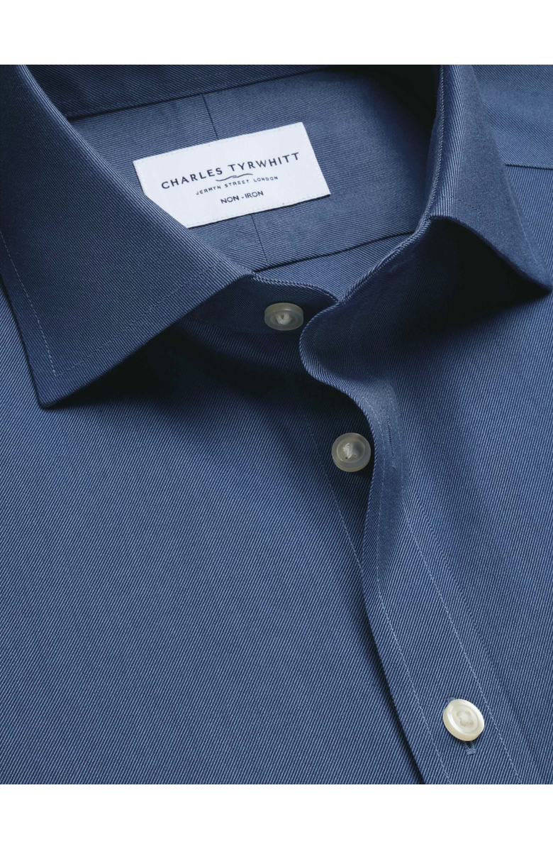 Charles Tyrwhitt Non-Iron Twill Cutaway Collar Shirt, Alternate, color, Denim Blue
