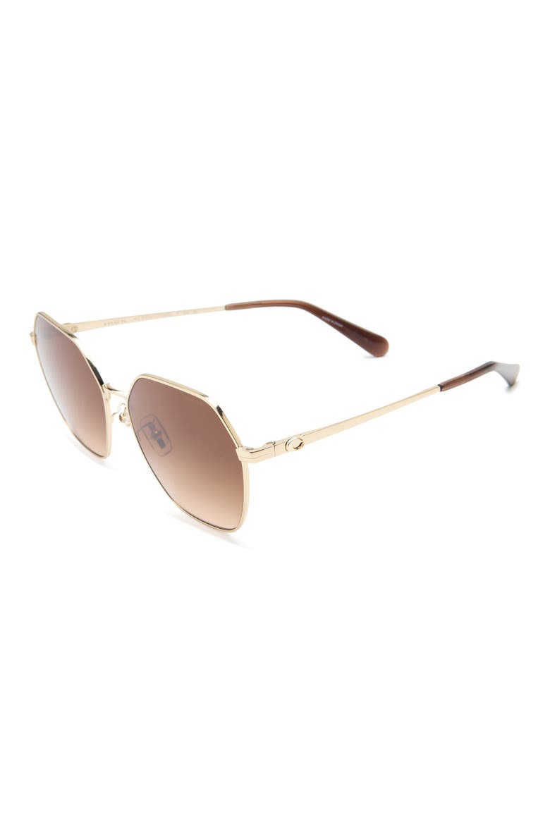 58mm Irregular Sunglasses, Alternate, color, SHINY LIGHT GOLD / BROWN