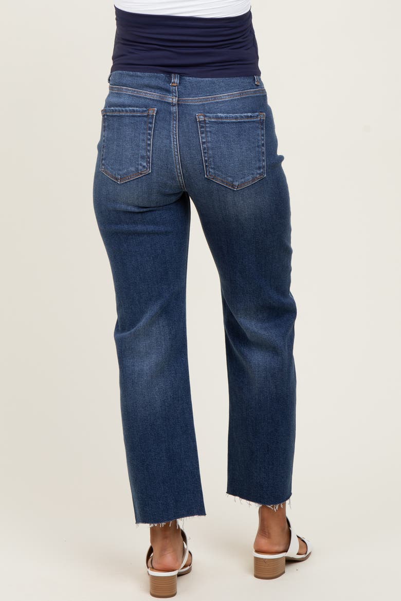 Raw Hem Ankle Straight Leg Maternity Jeans, Alternate, color, Navy Blue