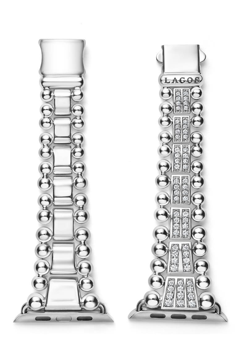 Smart Caviar 20mm Diamond Apple Watch® Watchband, Main, color, SILVER