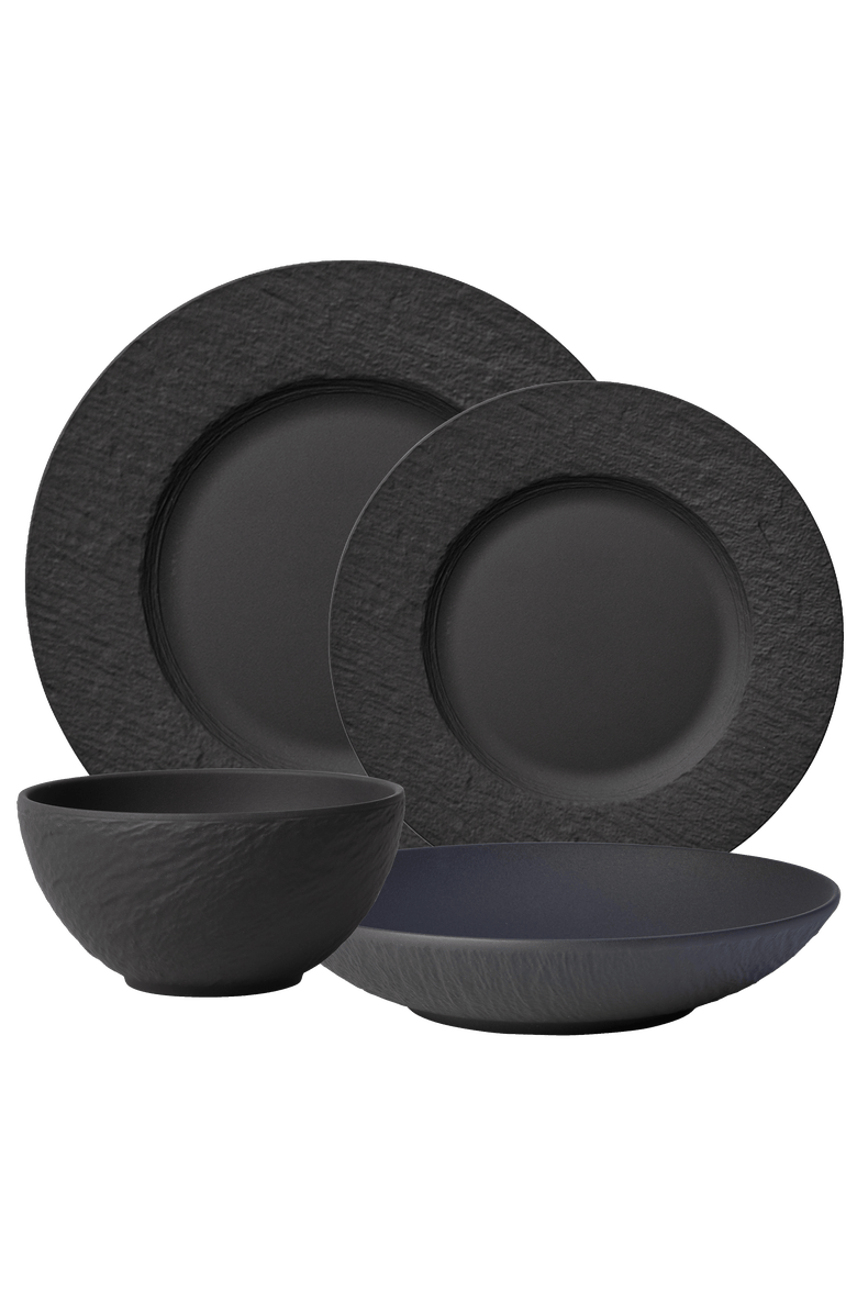 Villeroy & Boch Manufacture Rock 4 Piece Plate Set, Main, color, Black