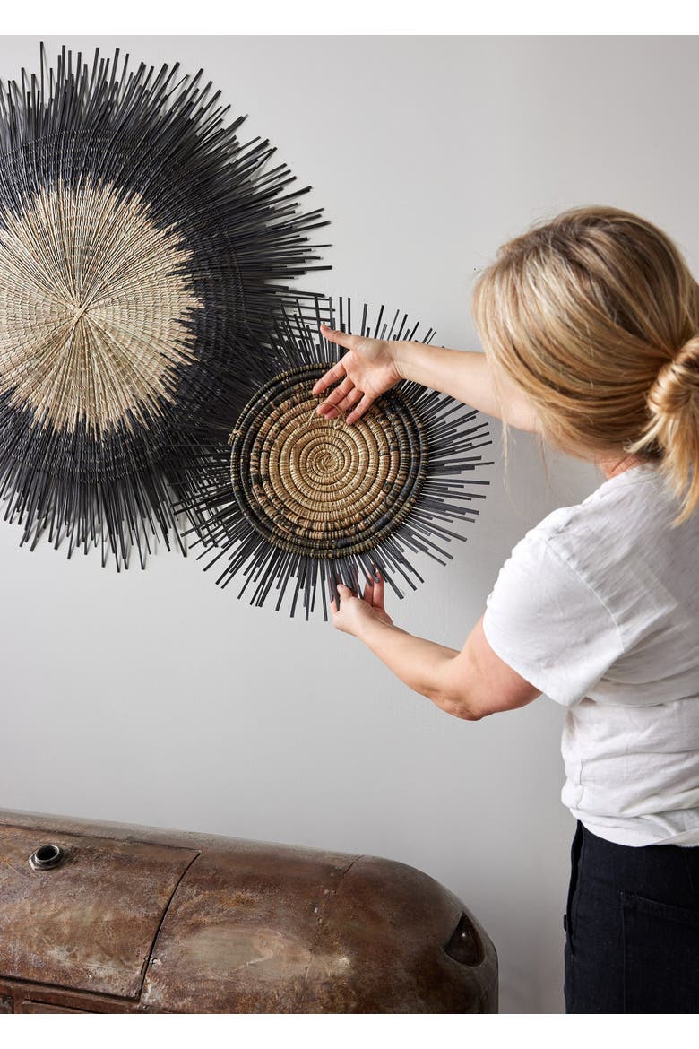 Usiku Black and Natural Woven Wall Art, Alternate, color, Black - Large