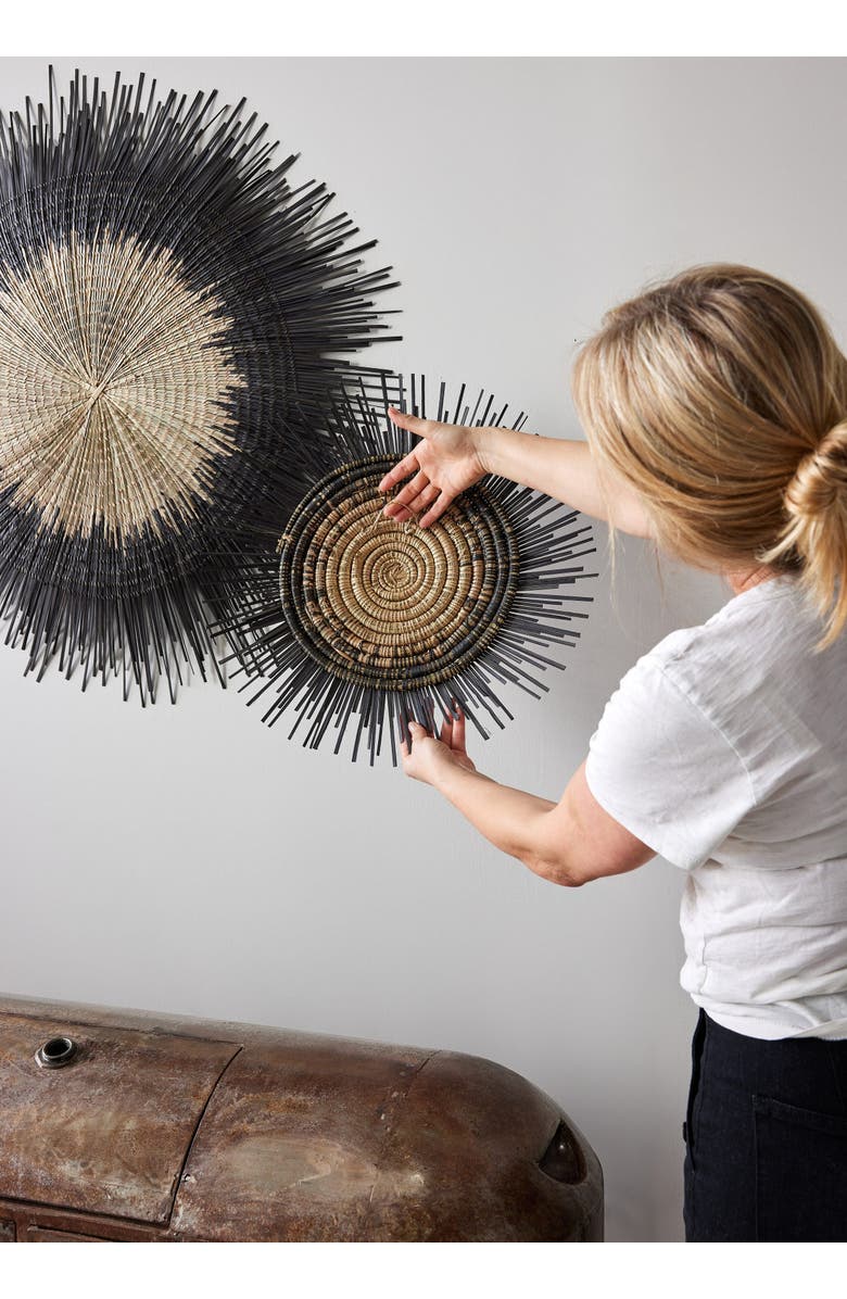 kanju Interiors Usiku Black and Natural Woven Wall Art, Alternate, color, Black - Large