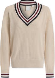 Varley Maurice Open Stitch Cotton V-Neck Sweater