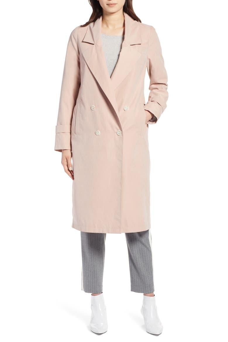 Double Breasted Trench Coat, Alternate, color, BLUSH