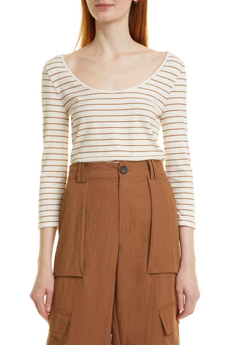 Vince Stripe Rib Scoop Neck Knit Top, Main, color, 