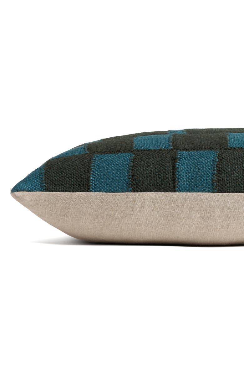 Parachute Modern Check Wool Blend Lumbar Pillow Cover, Alternate, color, Evergreen And Peacock