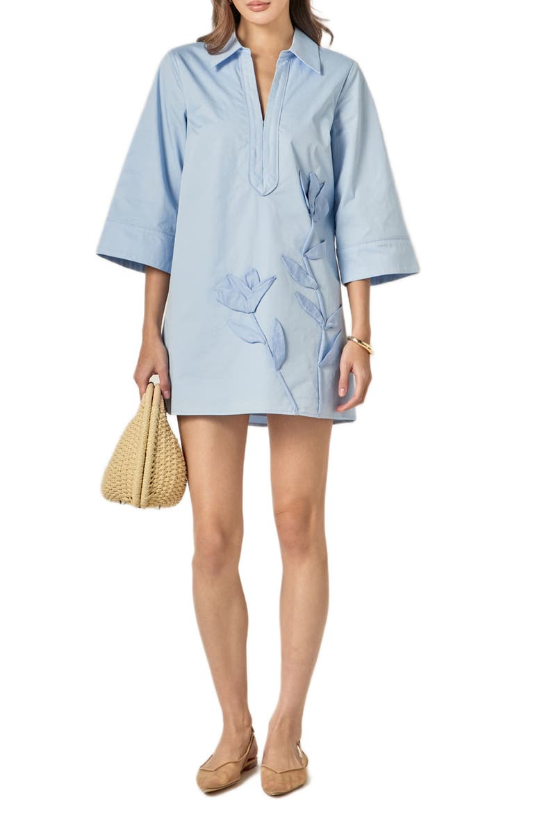 Floral Appliqué Shift Minidress, Main, color, POWDER BLUE