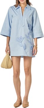 English Factory Floral Appliqué Shift Minidress