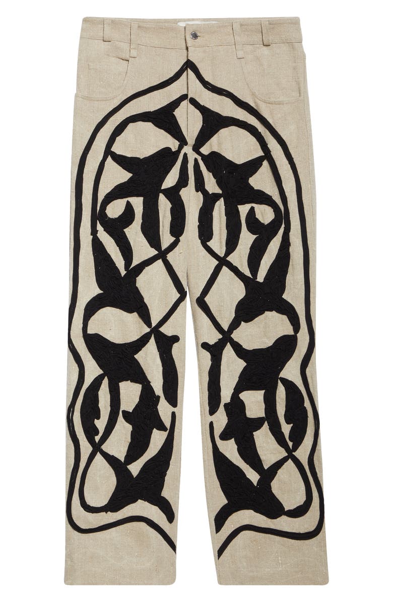 SONG FOR THE MUTE Arabesque Long Linen Work Pants, Alternate, color, Natural