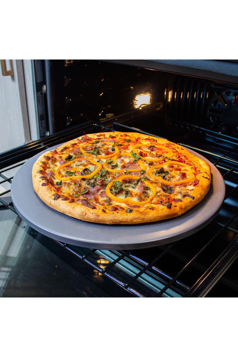 Glazed Cordierite Round Pizza Stone, 16-Inch, Alternate, color, Grey