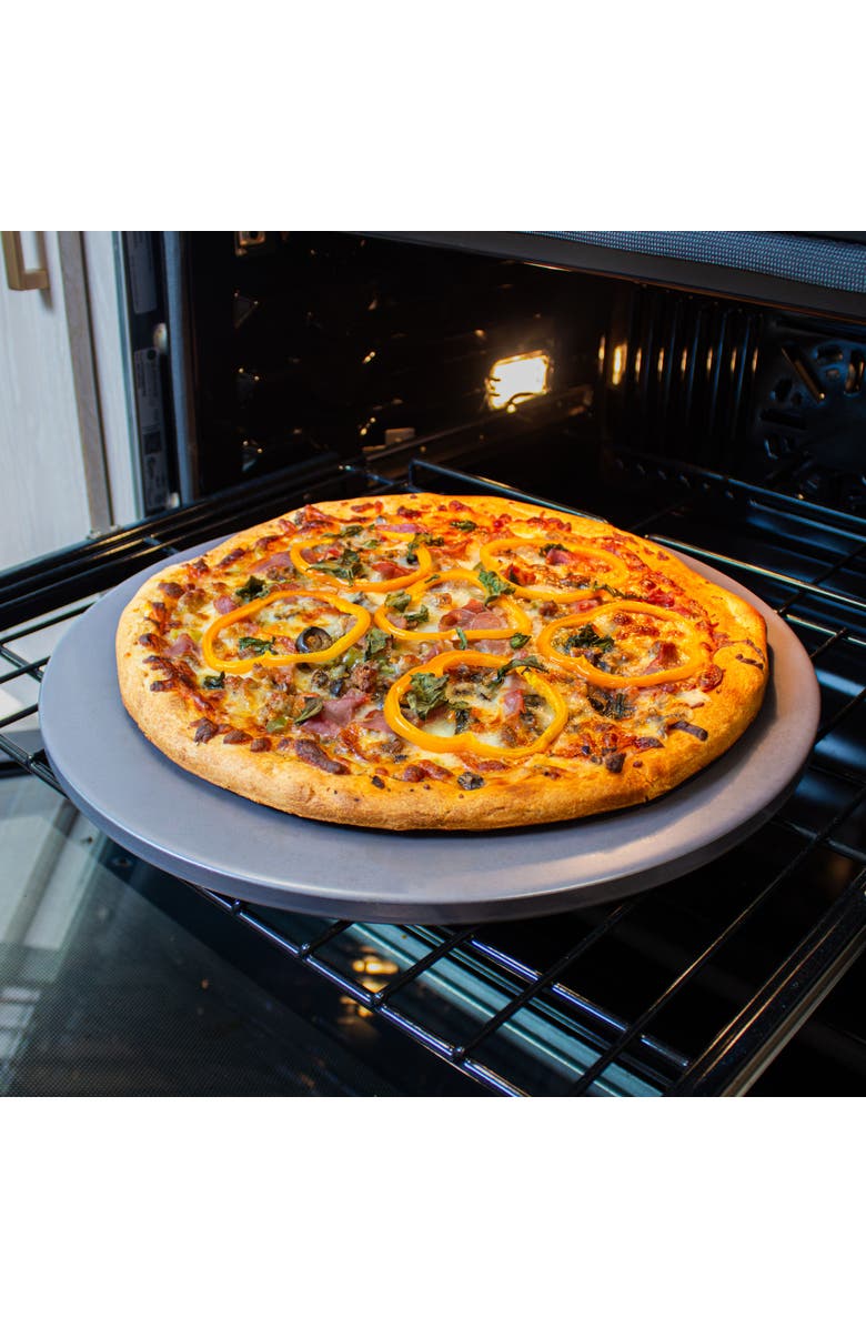 Old Stone Glazed Cordierite Round Pizza Stone, 16-Inch, Alternate, color, Grey