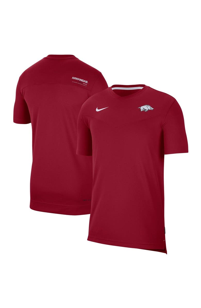 Nike Men's Nike Cardinal Arkansas Razorbacks 2022 Coaches UV Performance T-Shirt, Main, color, 