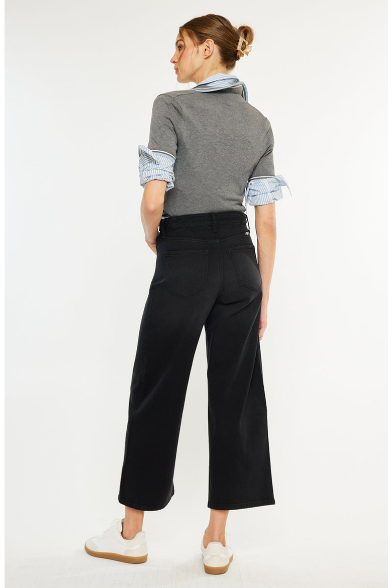 Victoria Ultra High Rise Cropped Wide Leg Jeans, Alternate, color, Black