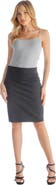 24seven Comfort Apparel Petites Solid Color Elastic Waist Knee Length Pencil Skirt