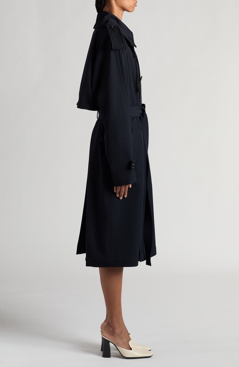 Bottega Veneta Double Breasted Compact Wool Gabardine Trench Coat, Alternate, color, 