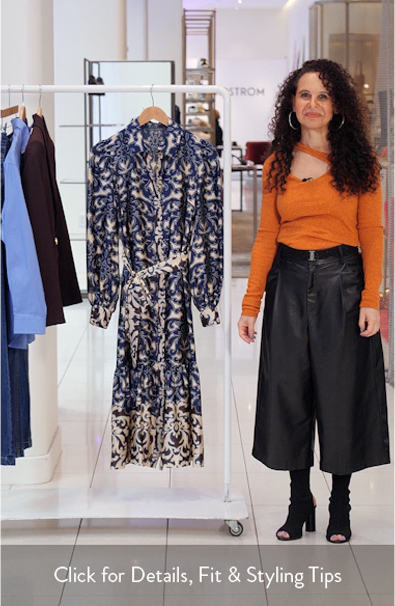 Print Tie Waist Midi Shirtdress, sales video thumbnail