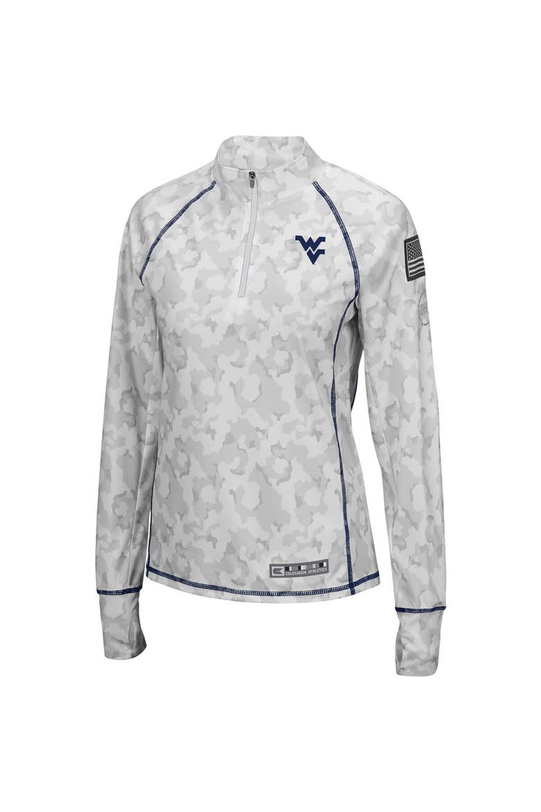 Women's Colosseum White West Virginia Mountaineers OHT Military Appreciation Officer Arctic Camo Fitted Lightweight 1/4-Zip Jacket, Alternate, color, White
