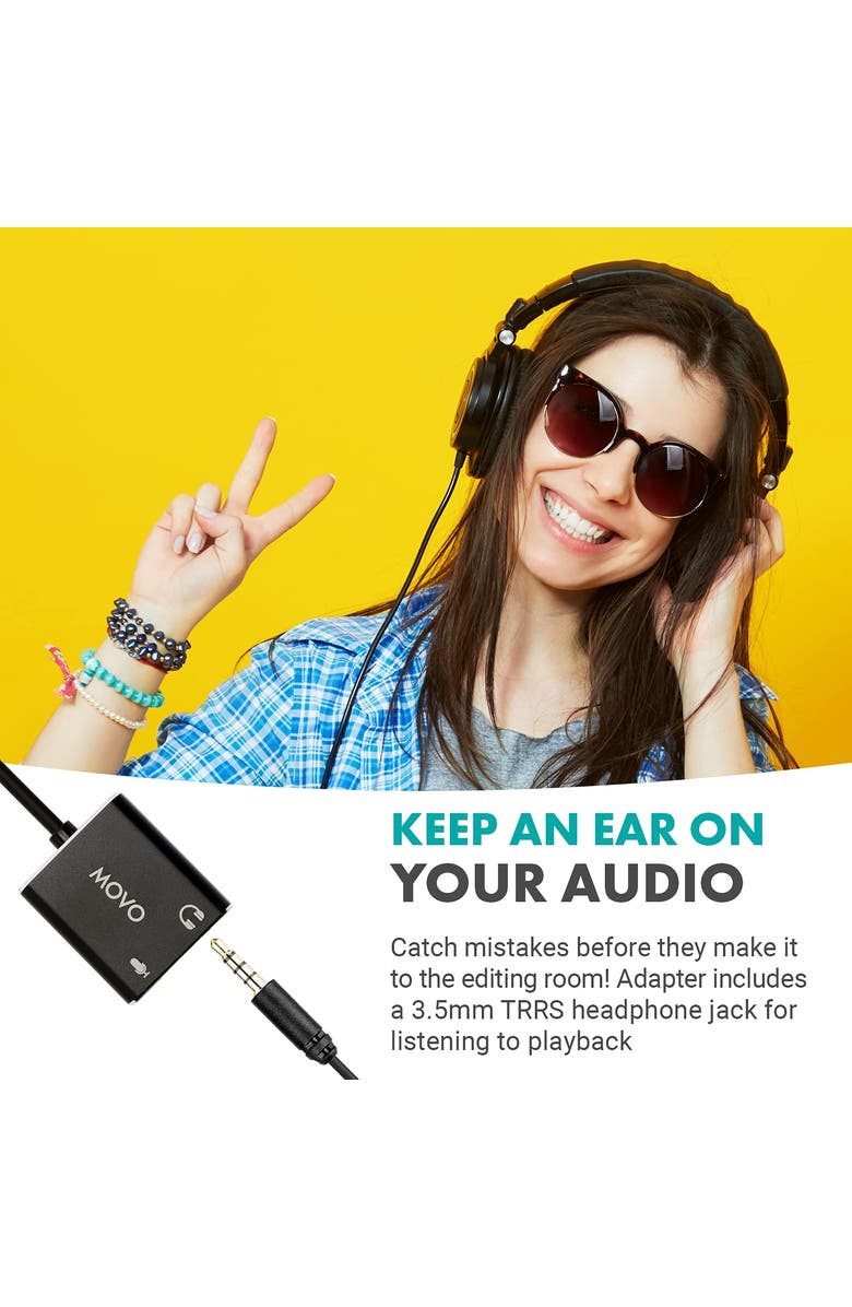 MOVO USBC-AC2 TRS Mic. to USB-C Stereo Audio Sound Card, Alternate, color, Black