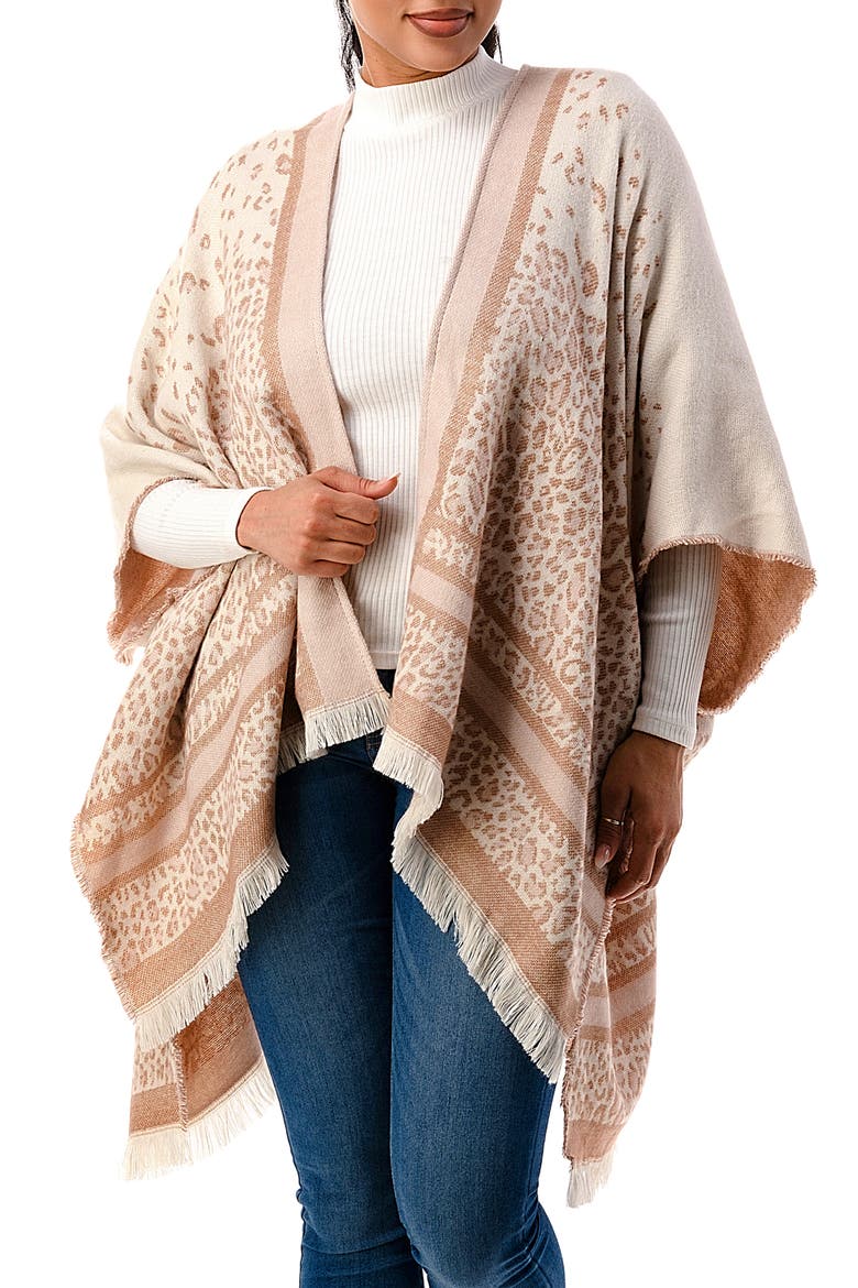 Cheetah Print Ruana, Main, color, BLUSH