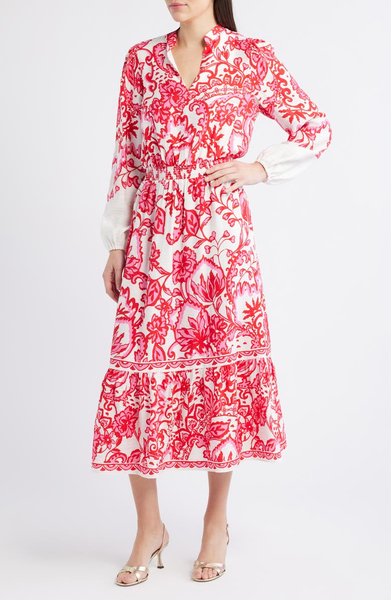 Lilly Pulitzer<sup>®</sup> Axton Print Long Sleeve Maxi Dress, Main, color, Coconut Spicy Socialite