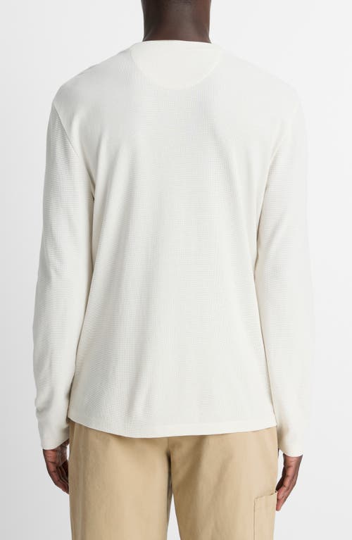 Vince Double Collar Waffle Knit Pima Cotton T-shirt In White