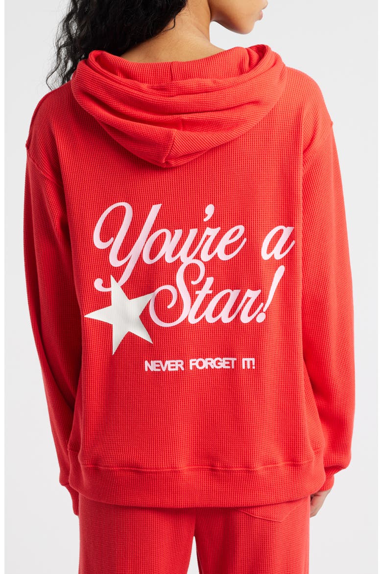 Relaxed Fit You Are a Star Waffle Knit Graphic Hoodie, Alternate, color, RED