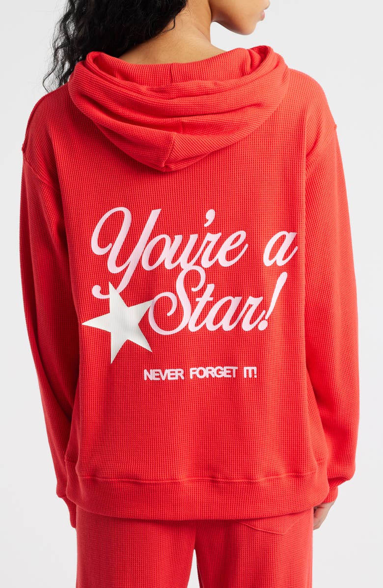 THE MAYFAIR GROUP Relaxed Fit You Are a Star Waffle Knit Graphic Hoodie, Alternate, color, Red