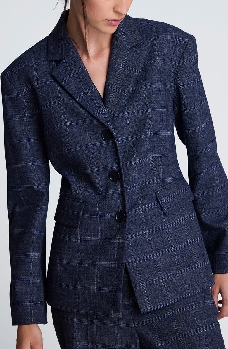 Kenneth Cole Three Button Windowpane Check Blazer, Alternate, color, Dark Navy Multi