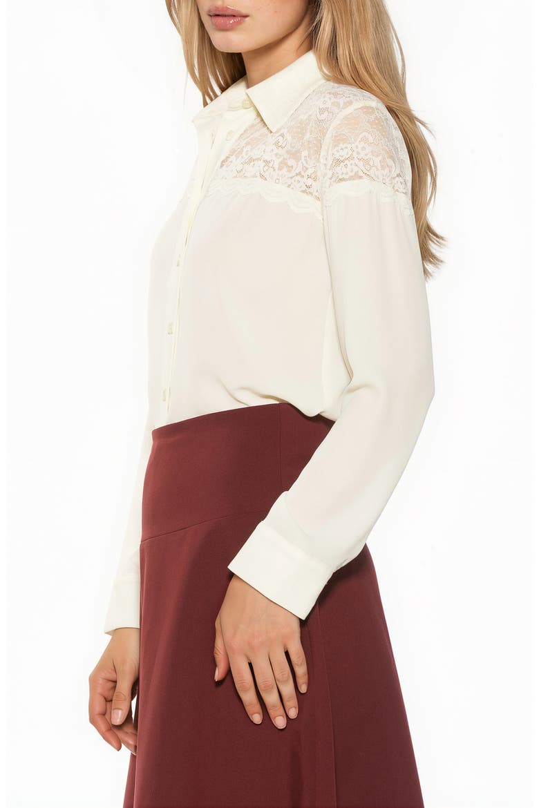 Cleo Lace Trim Button Front Shirt, Alternate, color, IVORY
