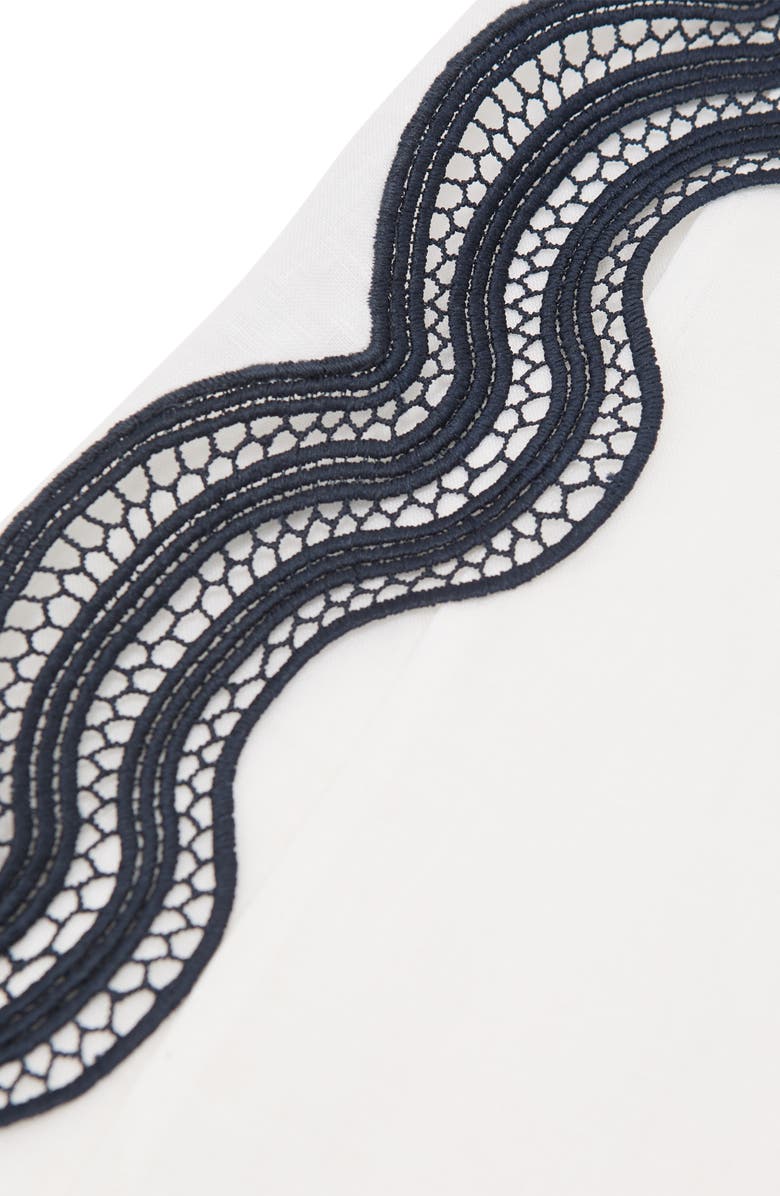 Reiss Farah Embroidered Linen Pants, Alternate, color, Ivory/ Navy