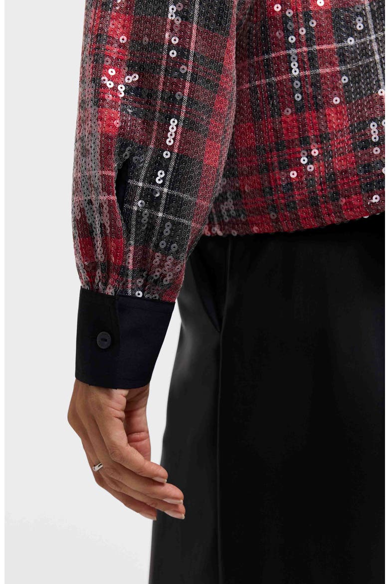 Marina Sequin Button-Up Shirt, Alternate, color, RED/ MULTI