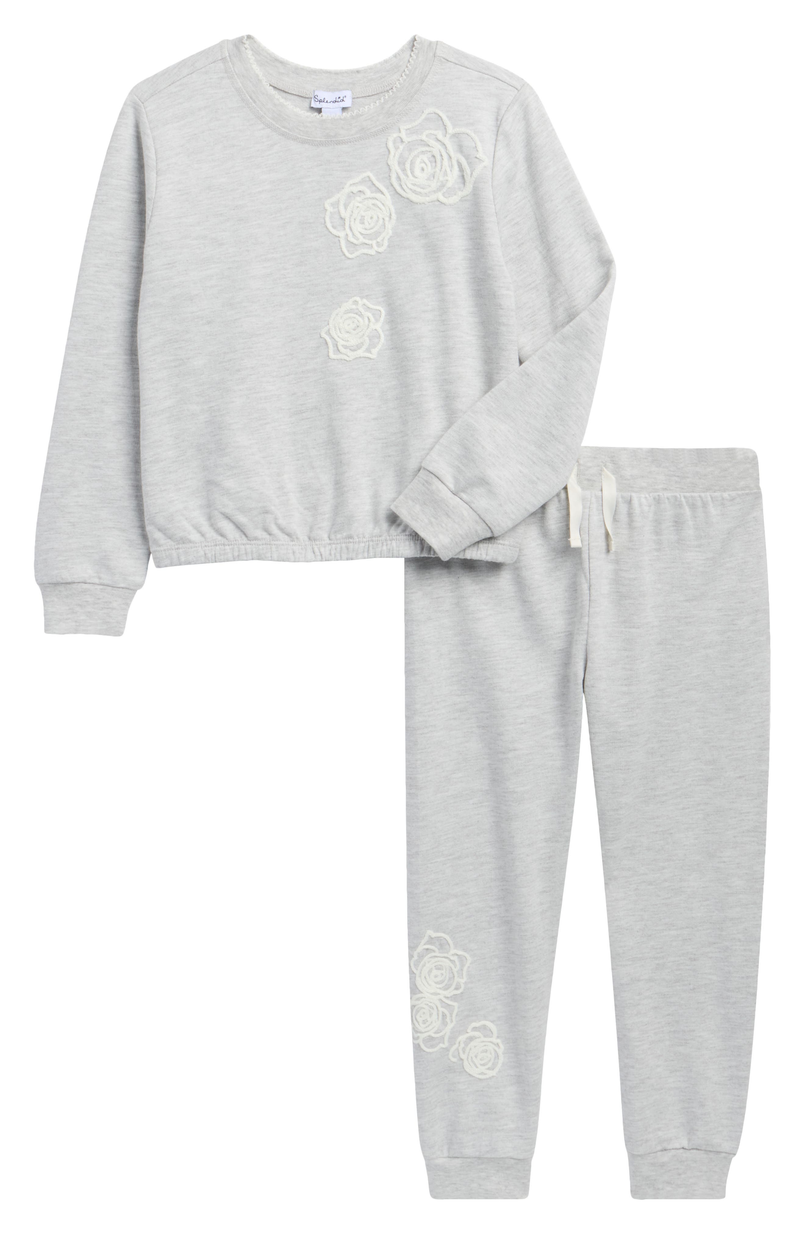 Rose Embroidered Sweatshirt & Joggers Set