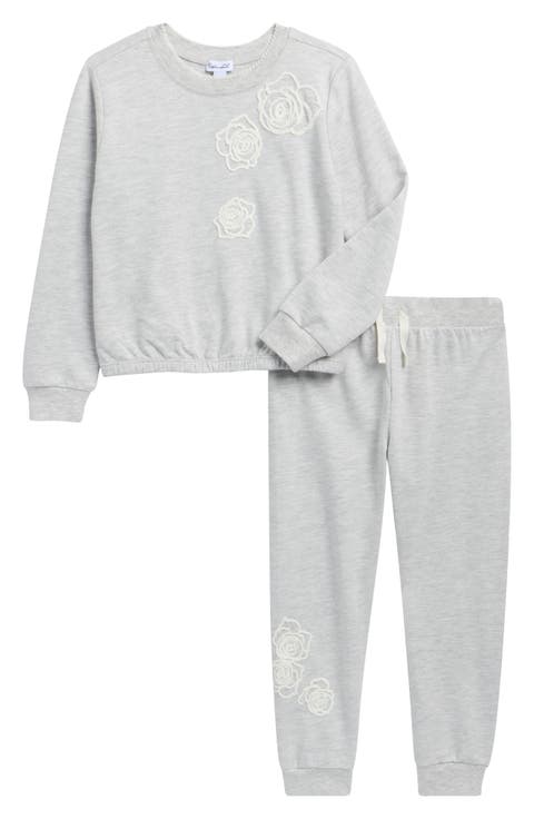 Rose Embroidered Sweatshirt & Joggers Set