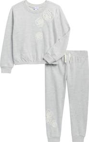 Splendid Rose Embroidered Sweatshirt & Joggers Set