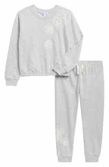 Rose Embroidered Sweatshirt & Joggers Set