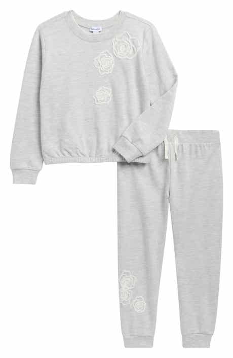 Rose Embroidered Sweatshirt & Joggers Set