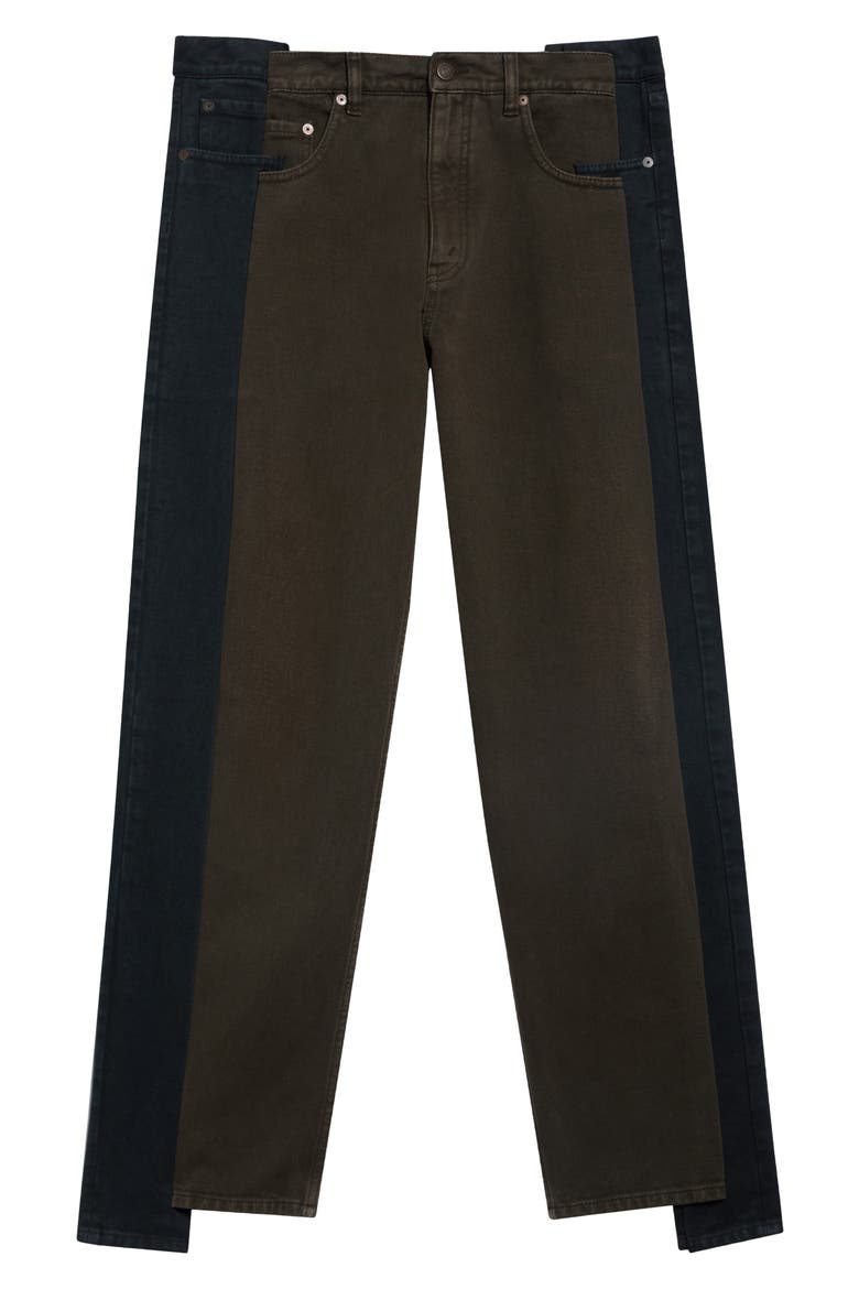 Spliced Straight Leg Jeans, Main, color, BLACK / BROWN