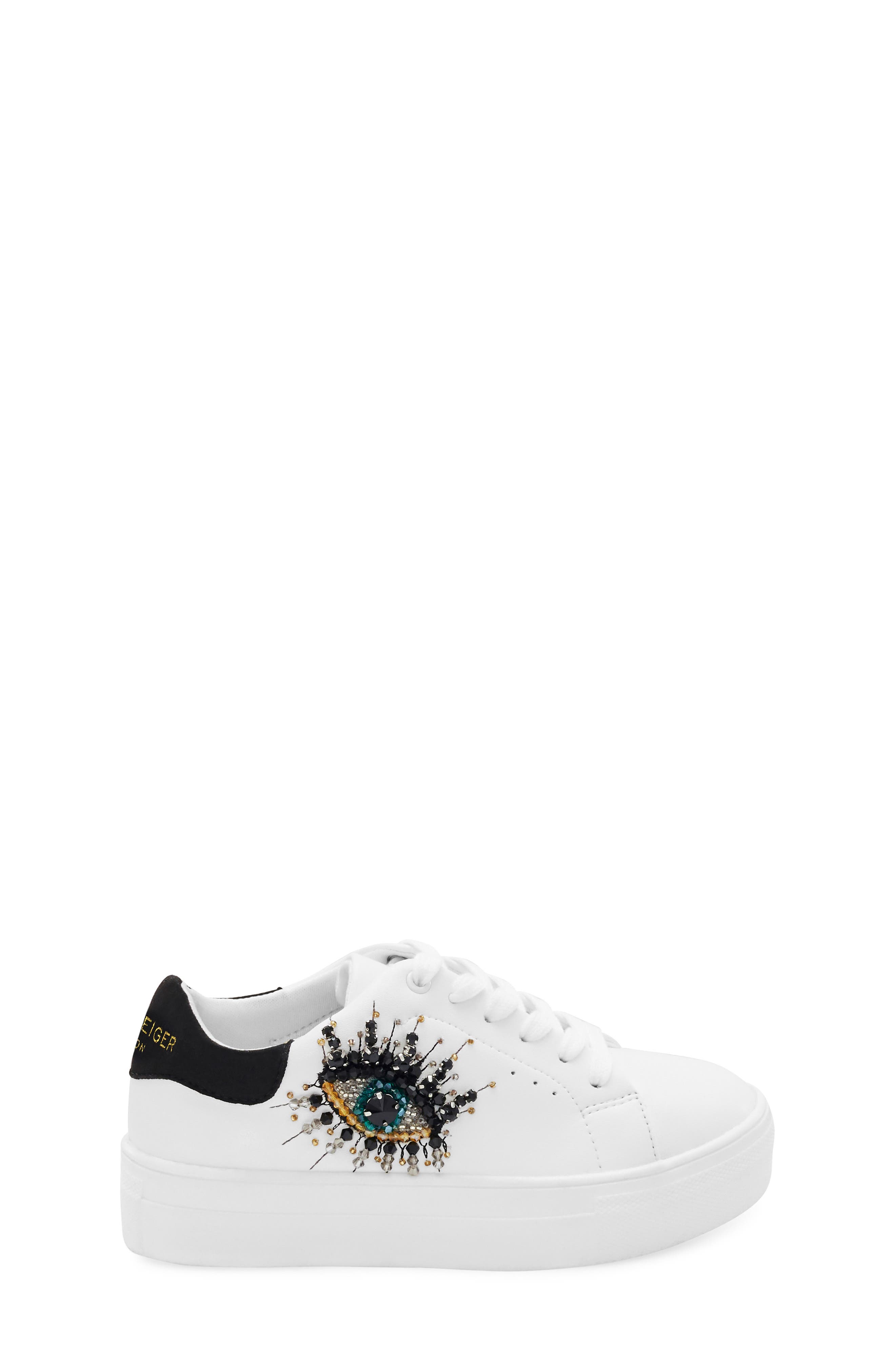 Kurt Geiger London Kids' Mini Laney Eye Platform Sneaker, Alternate, color, White