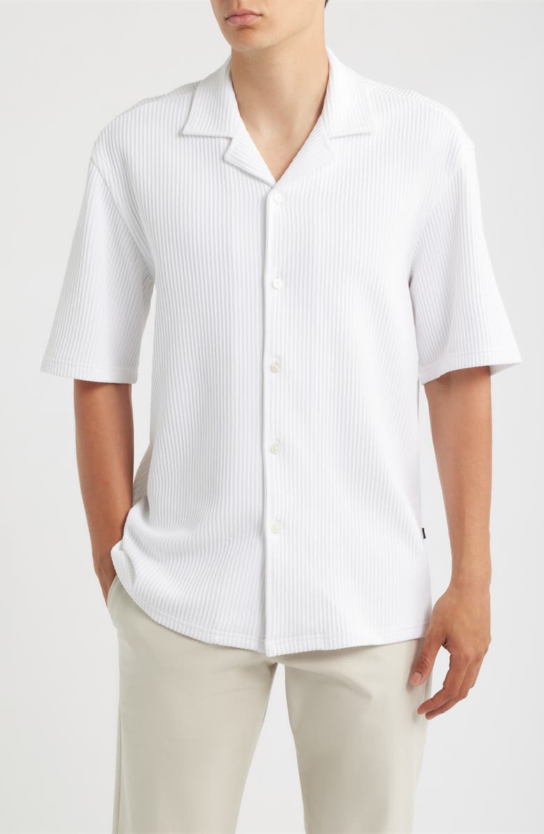 BOSS Lars Relaxed Fit Camp Shirt, Main, color, White